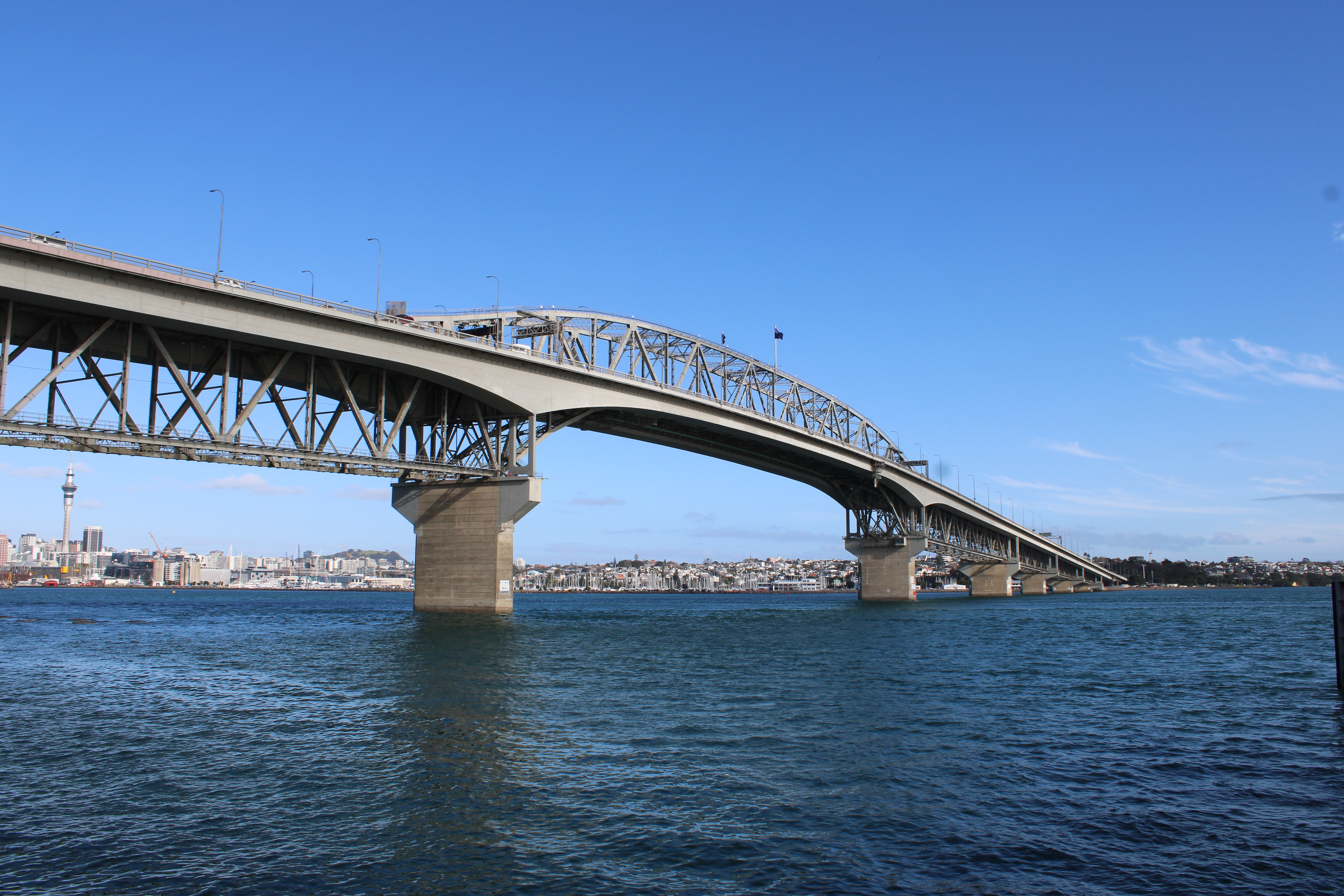 Auckland Harbour Bridge over the harbour on a clear day